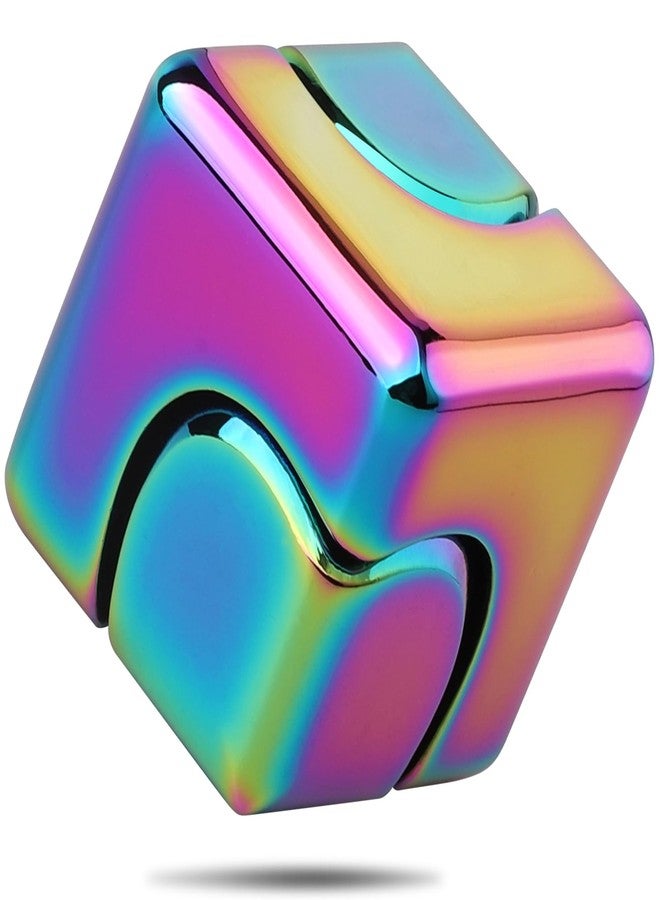 Dilabnba Infinity Cube Fidget Spinner Toy for Kid Adult, Metal EDC Fidget Block Figner Spinner 4 in 1 Focus Spinning Toy, Cool Sensory Desk Gadget Stress Relief Gift for Boy Girl Teen Men (Rainbow) - Image 1